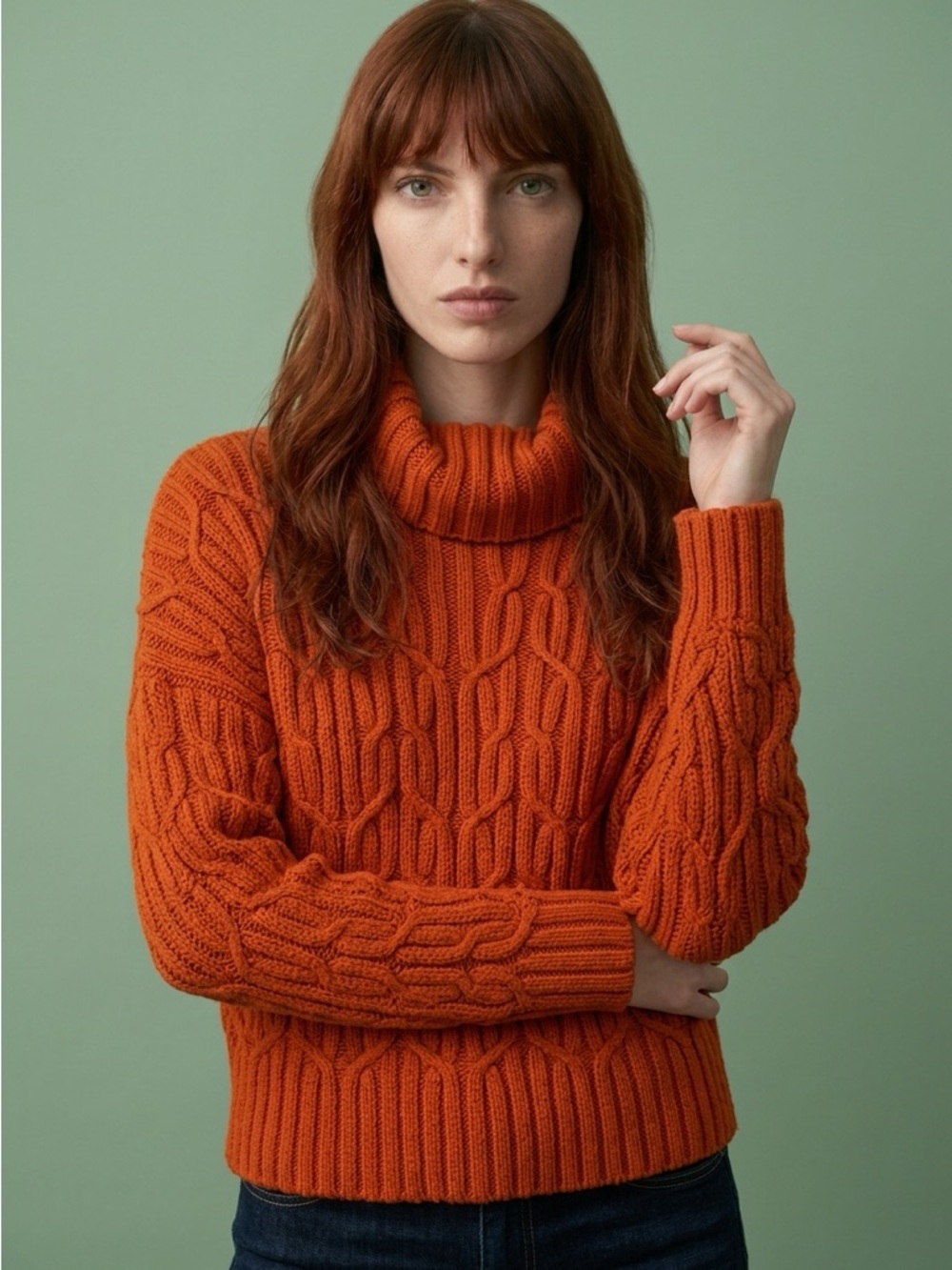 Marciano Guess OrangeTangerine Cable Knit Turtleneck Cozy Cottagecore
Sweater-S
